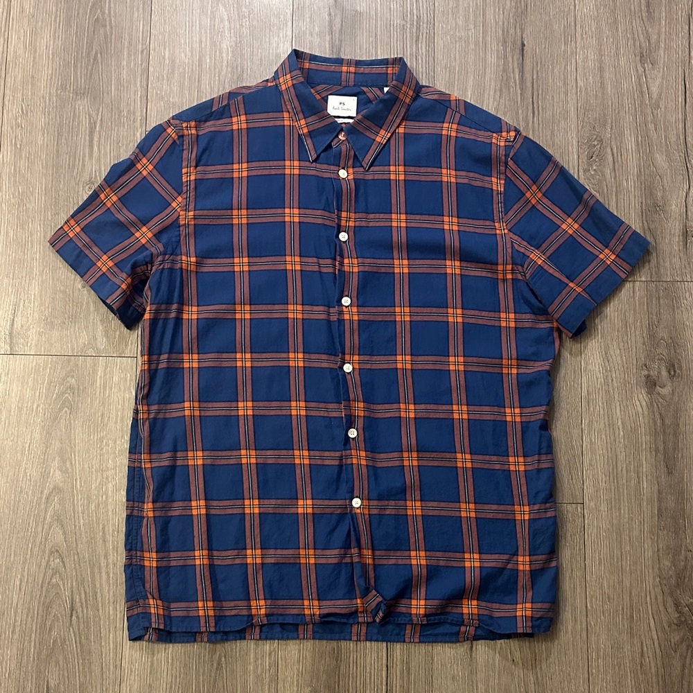 Paul Smith Blue and Orange Plaid Shirt